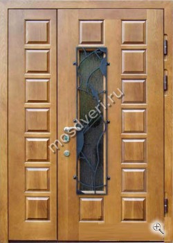 Парадная дверь из массива с ковкой и стеклом - купить от производителя Мосдвери Парадная дверь из массива с ковкой и стеклом